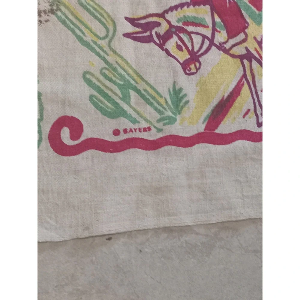 Vintage Sayers California State Map Souvenir Tablecloth Retro MCM Linen Blend
